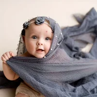Newborn Photography Prop Baby Wraps with Pearls Soft Stretch Wrap Blanket Little Babe Cloth Accessories Swaddle Photo Accessori 2