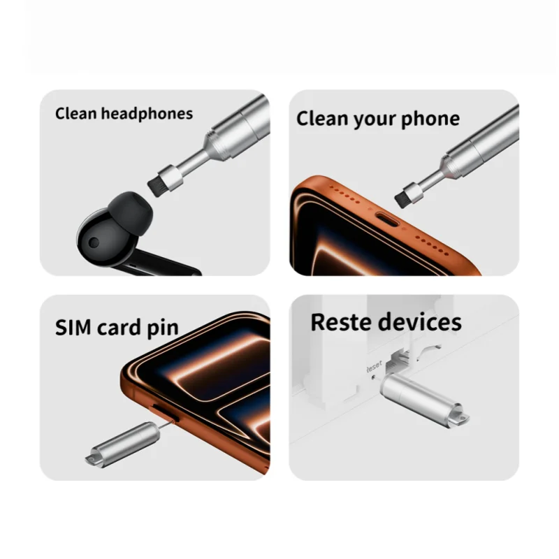 2 in 1 SIM 카드 트레이 제거 도구 이젝트 핀 다기능 이어폰 청소 브러쉬 아이폰 휴대폰 헤드폰용 리셋 도구