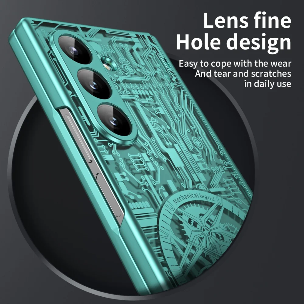 Luxury Mechanical Style Plating Case with All-Around Hinge Protection