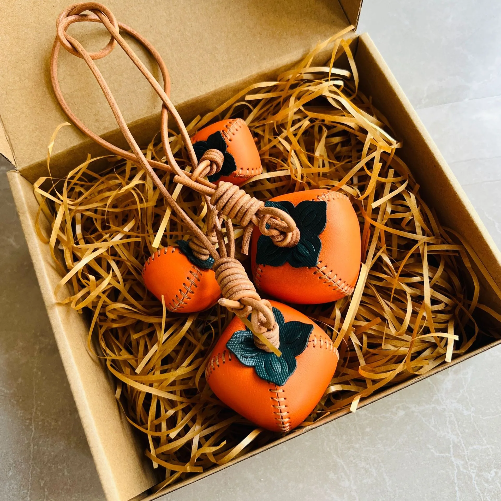 Genuine Leather Fruit Bag Charms Handmade Keychain For Handbags_voghion.com