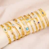 304 Stainless Steel Turkish Devil's Eye Blue Crystal Bracelet Ladies Jewelry Retro Drip Elegant Buckle Woman Bangle 1