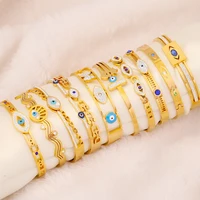 304 Stainless Steel Turkish Devil's Eye Blue Crystal Bracelet Ladies Jewelry Retro Drip Elegant Buckle Woman Bangle 1
