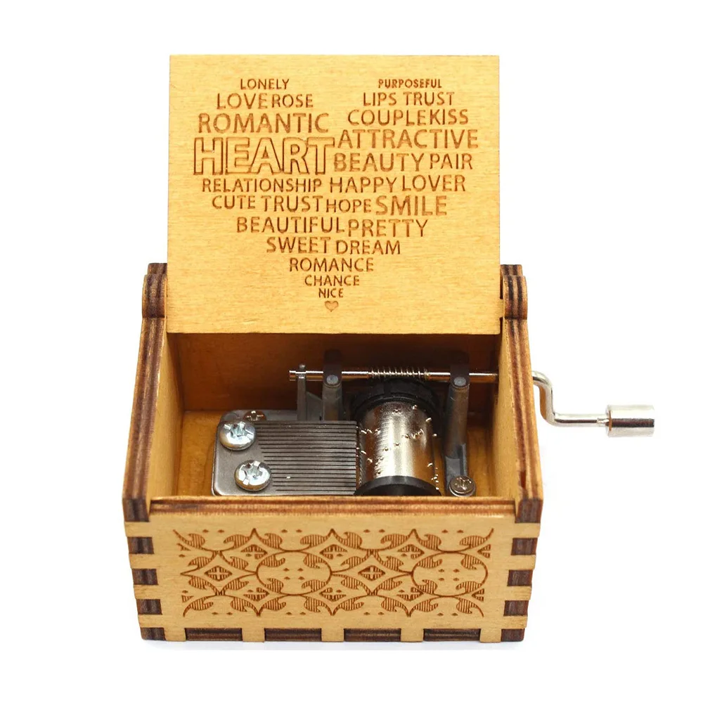 Wooden Hand Cranked Music Box Can't Help Falling in Love Theme Valentine's Day Gift to Lovers Birthday Present for Girlfriend music box