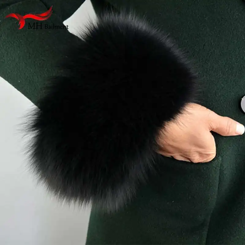 Real Fox Fur Cuffs 2025 Genuine Fox Fur Cuff Arm Warmer Lady Bracelet Real Wristband Furry Glove S9