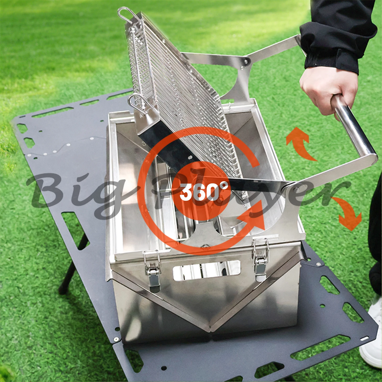 Barbecue À Charbon Portable, Grille Ondulée En Acier Inoxydable 410, Mini Installation Facile