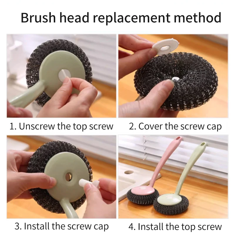 Metal Dish Brush and Replacement Head