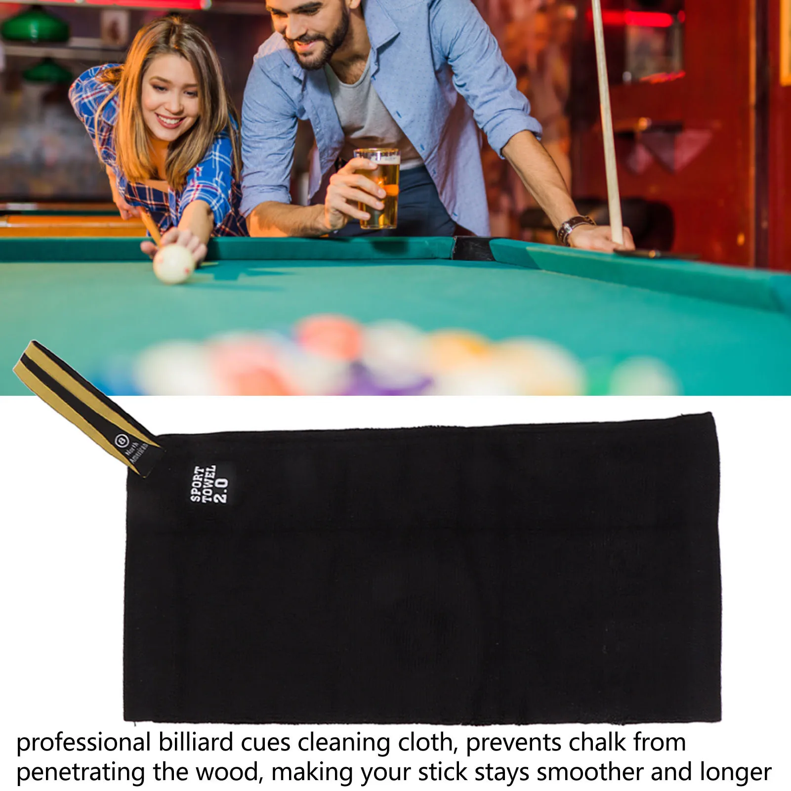 lliard Cue Cloth Cotton Pool Stick Cleaning Wiping Polisher Towel Burnisher for Billiards Sports Club Black