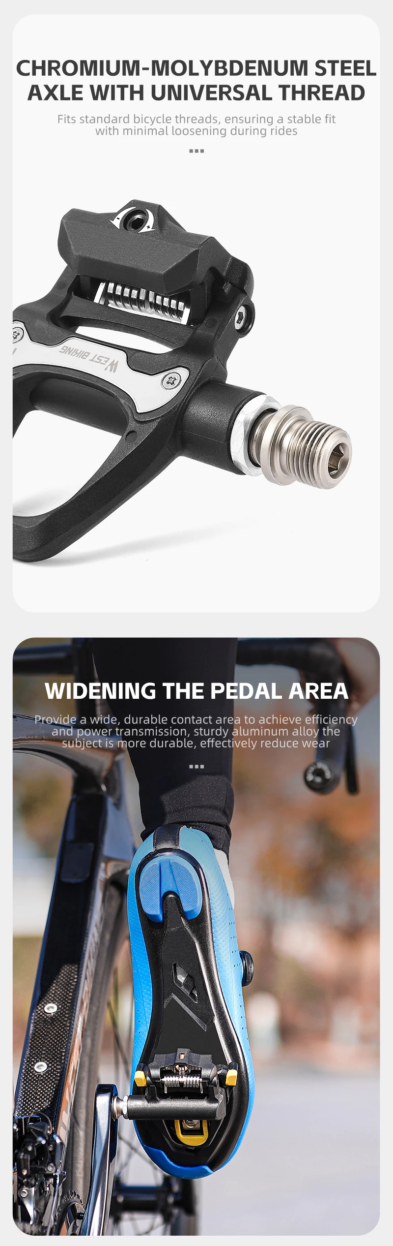 WEST BIKING Road Bike Self-Locking Pedals With Sealed Bearings 6° Cleats For SPD System Lightweight Nylon Racing Bike Pedals