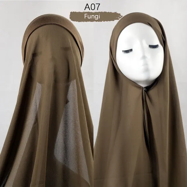 Muslim Women Chiffon Hijab With Cap Bonnet instant Chiffon Hijab Pinles Shawl Head Scarf Under scarf Caps Cover Headwrap A07