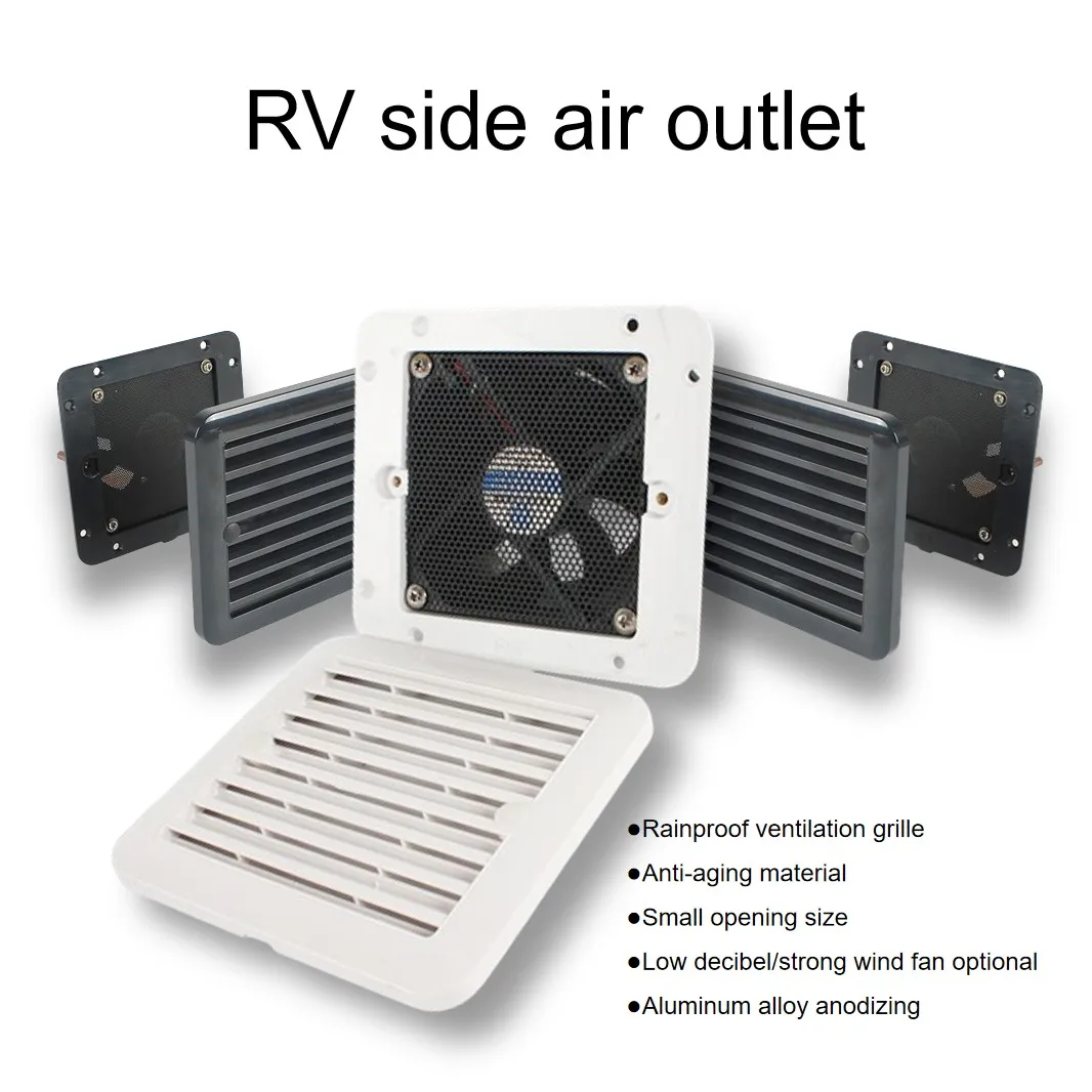 12V 8W White Fridge Vent with Fan for RV Trailer Caravan Side Air Silence Exhaust Automobile Accessories Car Styling Camper rv ventilation fan,fridge vent grille