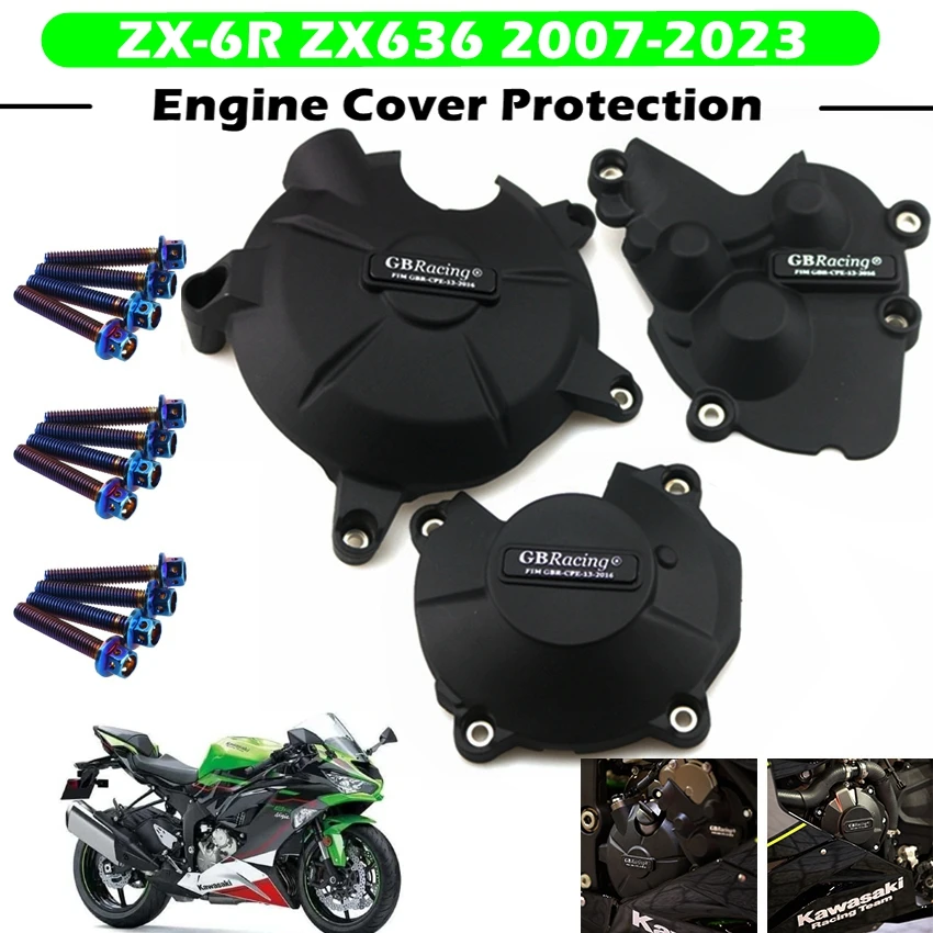 Motorcycle Engine Cover Protection Case For KAWASAKI ZX6R/ZX636R/ZX6RR 2007 -