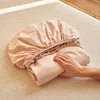 100% Cotton Soft Fitted Sheet with Elastic Bands Non Slip Adjustable Mattress Cover for Double King Queen Bed 90x200 150x200 180 1
