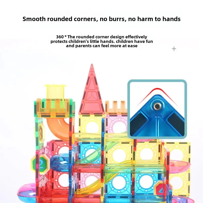 Color Window Magnetic Tiles Pipe Building Blocks Magnet Assembly Roller Track Educational Toys Intelligent Fun Wellbbplay