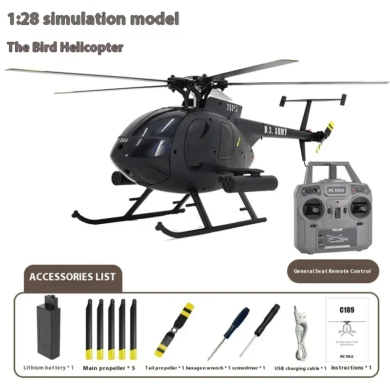 1:28 Rc Aircraft Era C189 Bird Rc Helicopter Tusk Md500 Dual Brushless Simulation Model 6-Axis Gyro Simulation  Aeroplane Gift 2