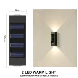 Solar Powered Waterproof Outdoor Wall Light - Up and Down Illumination for Home and Garden Decor (2LED-WARM)
