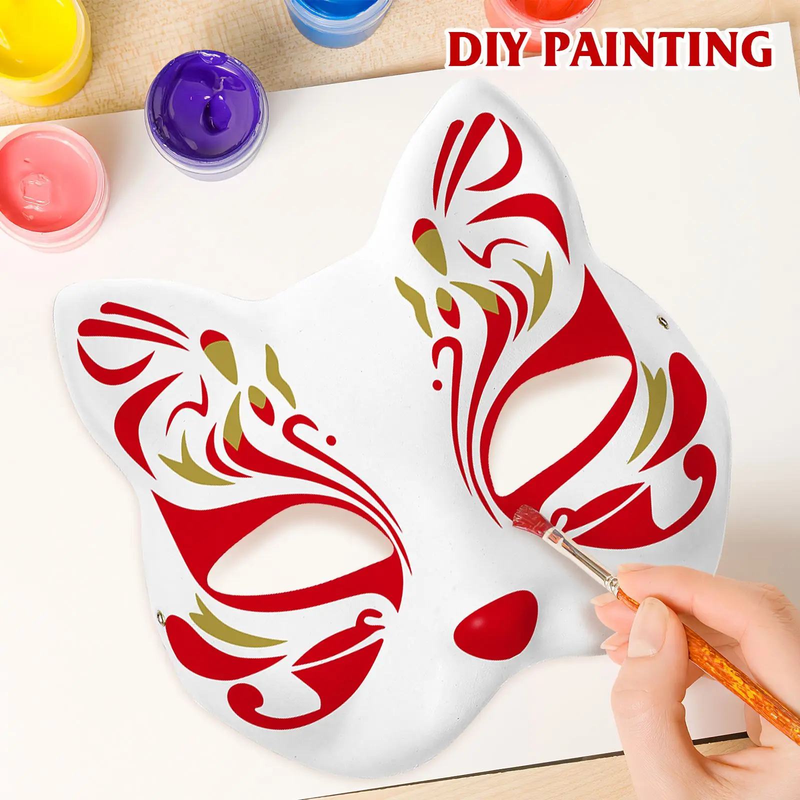 6/10/12Pcs Mask Cat Masquerade Decorate Masks White Animal Empty Face Women Halloween Cosplay Party Kid Woman Therian Wolf