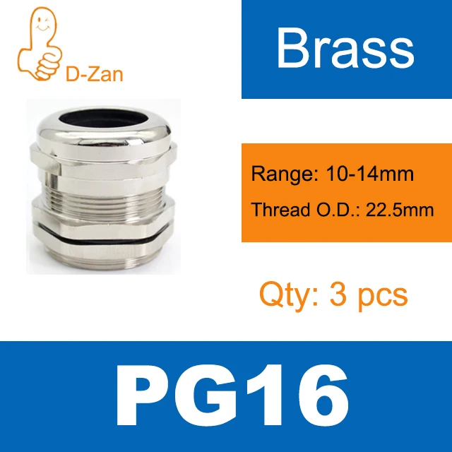 

Nickel Plated Brass Waterproof Cable Gland PG16 Wire Connector Metal Cable Entry Range Cable
