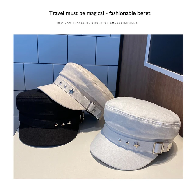 Women's Beret Hat Cotton Navy Style British Retro Painter Cap_voghion.com