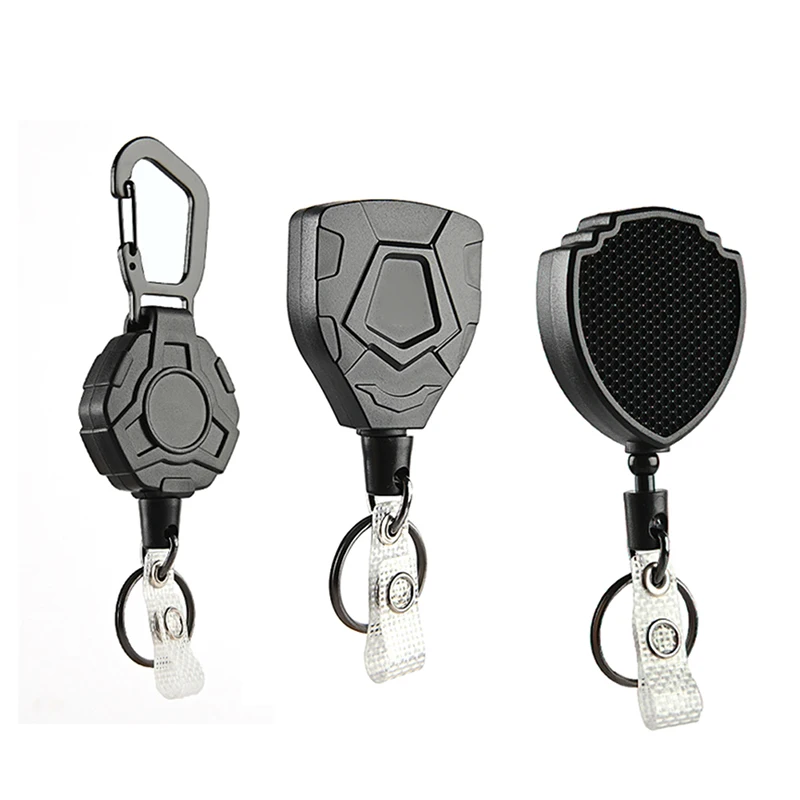 1Pc Retractable Buckle Badge Reel Carabiner Key Chain Anti-Theft Anti-Lost with Steel Cord retractable key chain