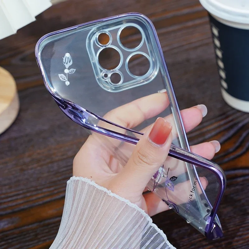 Magic Glitter Case with Bling Rhinestones and Transparent Back Cover