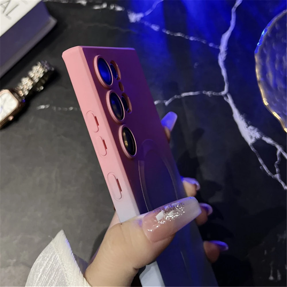 Gradient Colorful Magnetic Wireless Charging Soft Silicone Phone Case