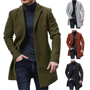 Giacche streetwear maschili Capispalla e cappotti casual in tinta unita da uomo Giacca monopetto da uomo in lana con risvolto per la primavera inverno 1