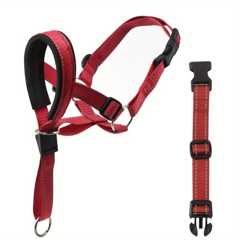 2-Pack Adjustable Nylon Dog Muzzles with Reinforced Stitching Leader Halter with Safety Strap for Training and Pull-Free Walks dog muzzle
