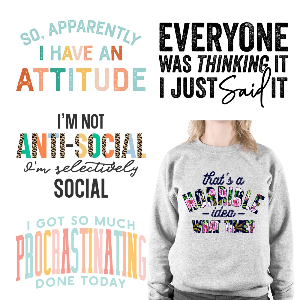 Funny Quote Saying Iron On Letters Attitude Letters Vibes DIY DTF