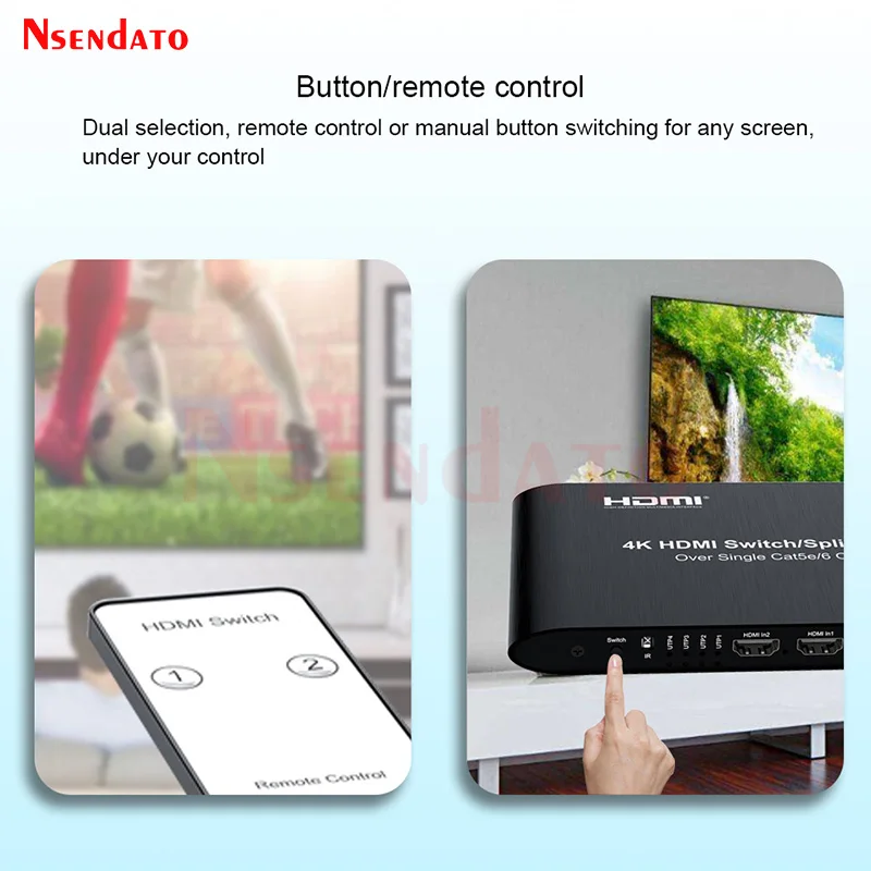 4K HDMI Extender Receiver 60m 100m Over RJ45 Cat6 2 in 6 out HDMI Switch Splitter 2x6 HDMI Audio Video Switcher Converter