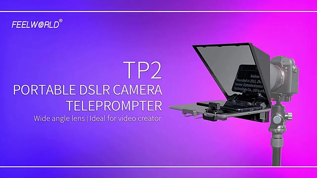 FEELWORLD TP2 Portable Teleprompter DSLR Camera with Remote