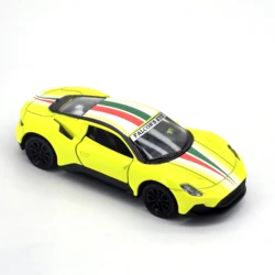 Children's Spring - Powered Alloy Toy Car - Realistic Miniature Racing Vehicle (Yellow)
