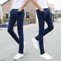 Spring Stretchy Jeans Korean Style Slim Fit Men's Leggings Youthful Casual Denim Pants Thin Cut For Young Men