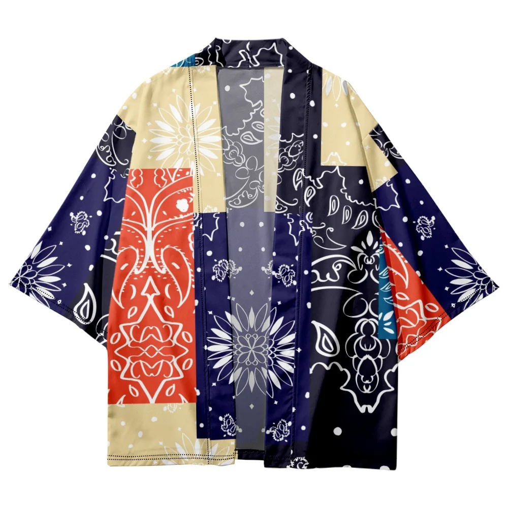 

Fashion Geometry Paisley Print Traditional Kimono Japanese Women Men Streetwear Beach Cardigan Yukata Haori Shirts Top