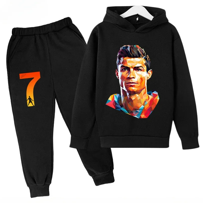 thumbnail image 1 of Conjunto de sudadera y pantalones deportivos para niños, conjunto de 2 piezas para niños y niñas, ropa para niños con estampado de avatar de Ronaldo, 1 of 5