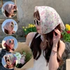 Cotton Linen Scarf Small Square Scarf Floral Decorative Hair Scarves Cute Handkerchief Neckerchief Women Scarf Hair Band INS ?? 1
