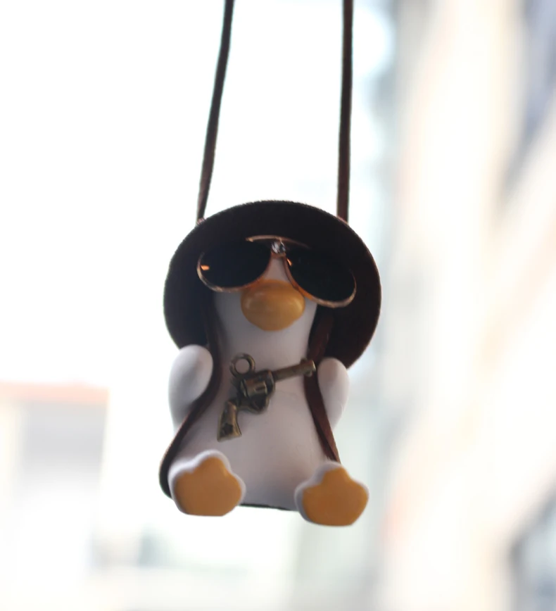 Canard Balançoire à Suspendre Dans La Voiture | Accessoire Voiture Mignon Pour Décoration Intérieure | Cadeau Rigolo Pour Femme, Amis, Famille | Longueur Corde 30 Cm - 4