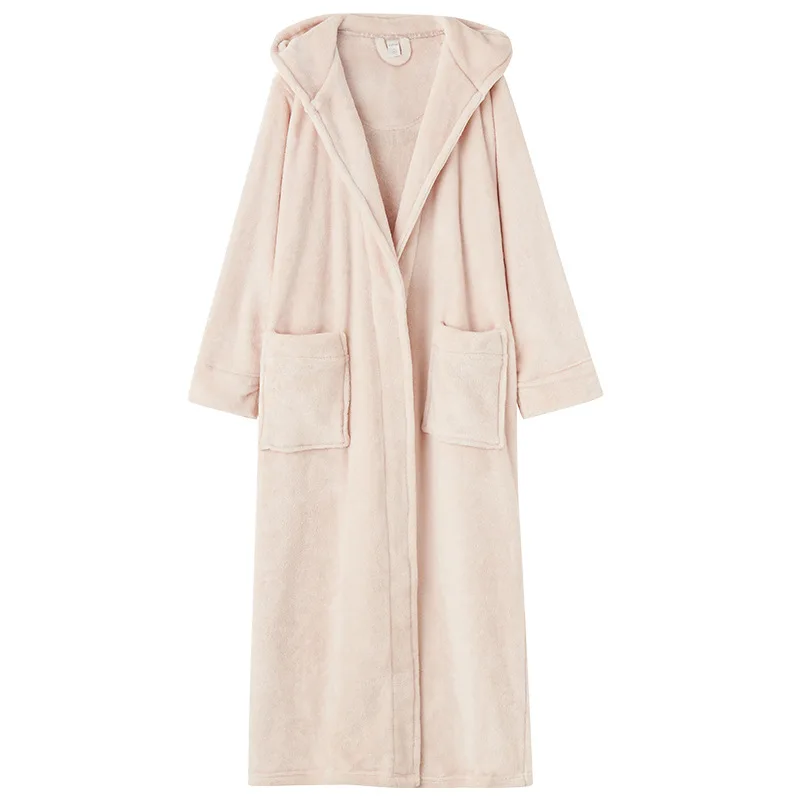 Mens Winter Bathrobe Hooded Robes Long Sleepwear Warm Plush ShawlShower Robe Night Gown Homewear Pajama Man Clothes for Sleep