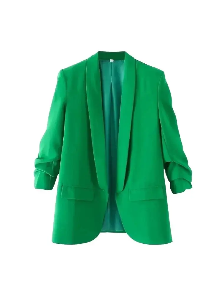 アウターその他 THEORY Woman Blazer Green H0101113 F5J TRZA Women Fashion Office Wear Open Blazer Coat Vintage Long
