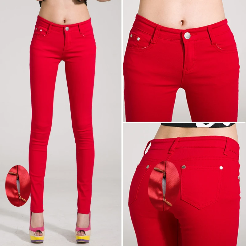 

Outdoor Open Crotch Zipper Convenient Women's Pencil Pants Female Skinny Trousers Colorful Slimming Mid-Waist Elastic Trousers