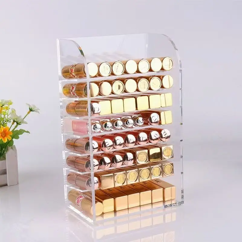 Acrylic 7/8 Layers Lipsticks Rack Transparent Curve Nail Polish Display Shelf Makeup Storage Organizer High-capacity 3