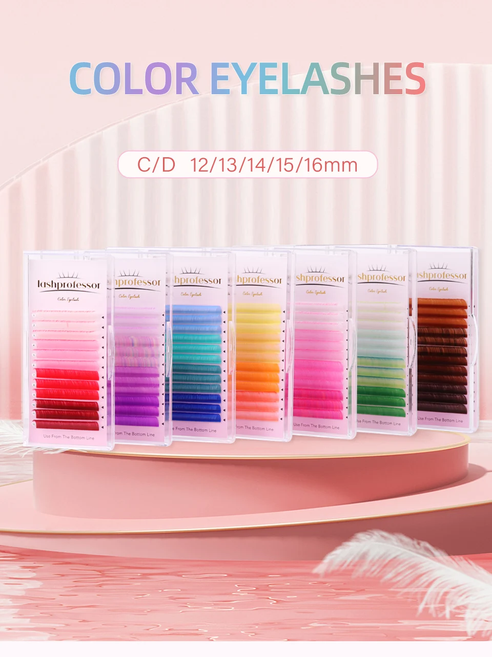 Farbige Wimpern Ombre Farbe Rot Lila Blau Rosa Gelb Grün Braun Faux Nerz Bunte individuelle Wimpernverlängerung Make-up Cilios – Detail 1
