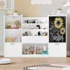 Toy Storage Organizer, Large Toy Organizer and Storage with Chalkboard,Kids Bookshelf and Bookcase with Movable Drawers 1