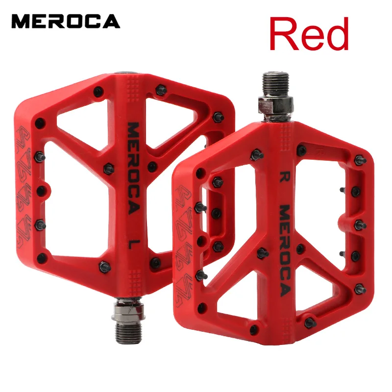 Meroca Bicycle Pedal Mtb Nylon Plastic Platform Bearing Pedal Mountain Bike  Flat Footrest Speed Ultralight Vtt Crank Brothers