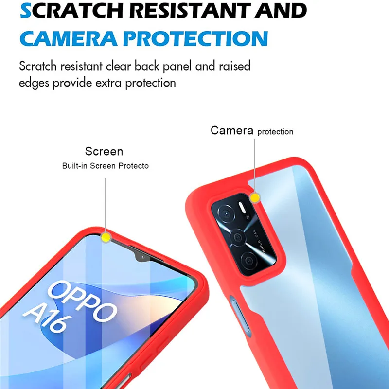 GOGME Cover per Oppo A16 / A16s / A54s Case con 360° Girevole Supporto dell' anello, Custodia in Silicone TPU e PC Anti-Drop. Rosso