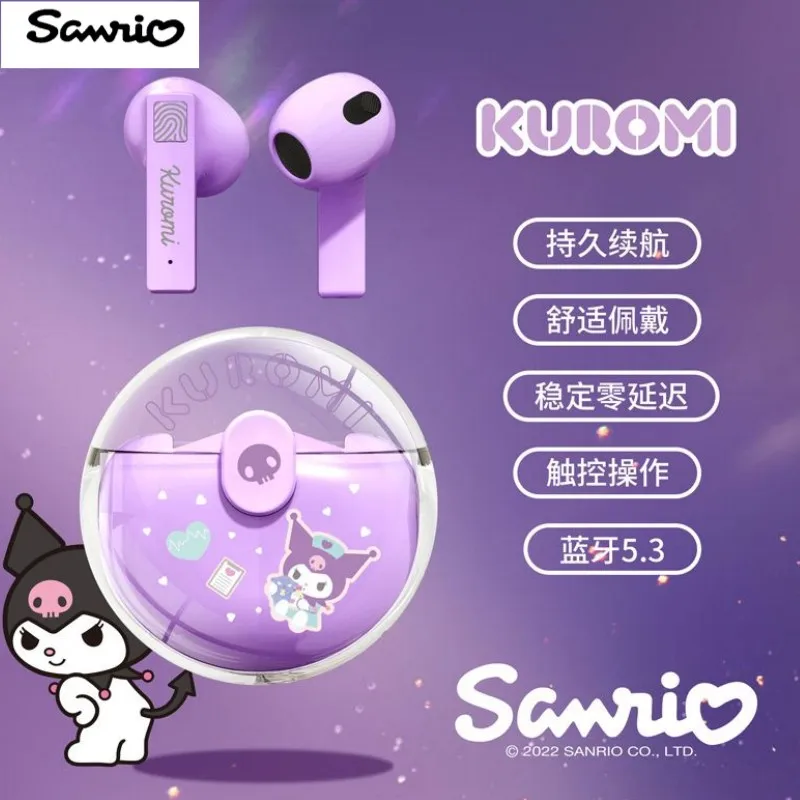 

Sanrio креативная кавайная мультяшная Hello Kitty Kuromi Милая коричная натуральная суставная уличная спортивная Беспроводная Bluetooth-гарнитура 5,3