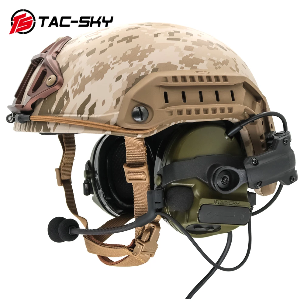 TAC-SKY Tactical Headset COMTAC III Fast Helmet Track ARC Rail Bracket Version  Noise Cancelling Pickup Tactical COMTAC Headset