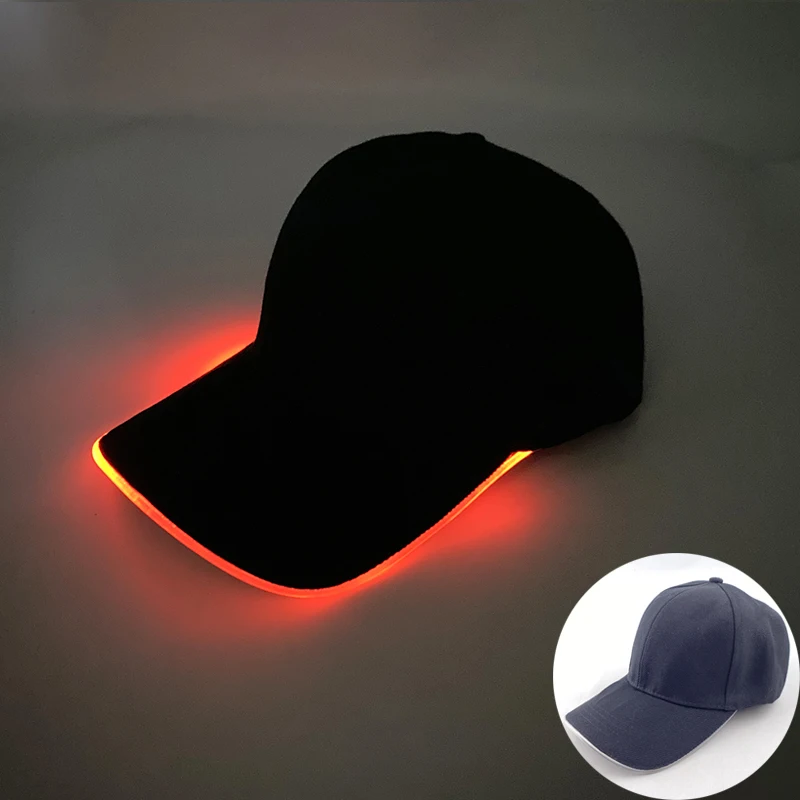 thumbnail image 1 of Gorra de béisbol luminosa de moda con luz LED, gorra de rap de hip hop luminosa para DJ, baile, discoteca, bar, accesorios para fiestas, gorras de hip hop de neón, 1 of 5