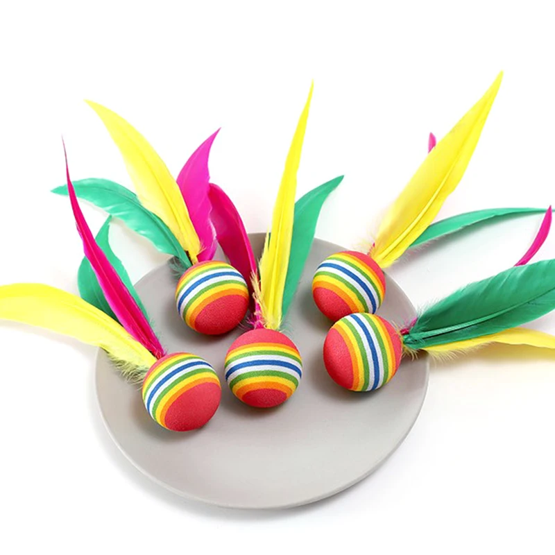 Colorful Feathers Kick Shuttlecock Chinese Jianzi Foot Sports Outdoor Toy Game 1/5pcs