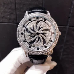 Fashion Watch Women Leopard Watches Skull Head Diamond Rotation Dial Female Wristwatch Rhinestone Inlay Ladies Girl Clock Reloj