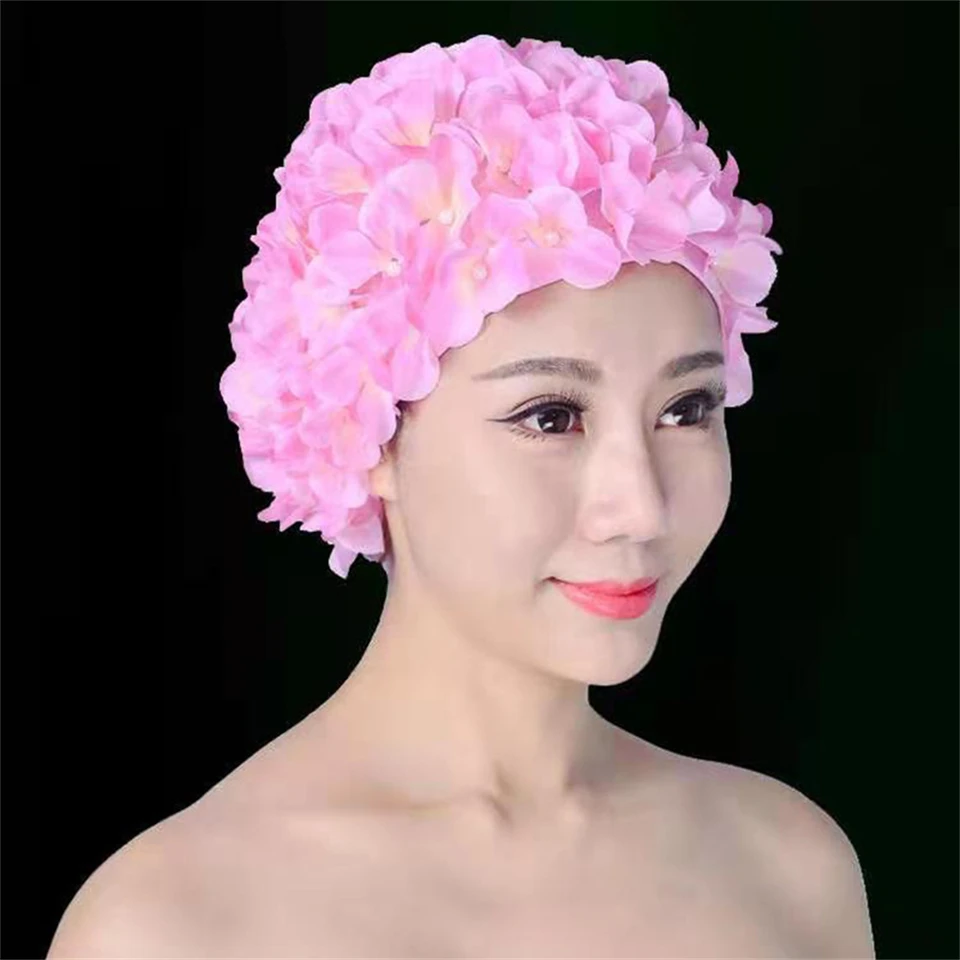 Gorros De Natación De Pétalos 3D Para Mujer, Gorro De Baño Delicado, Gorro De Flor Retro